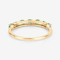 0.41 Carat Genuine Zambian Emerald and White Diamond 14K Yellow Gold Ring