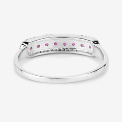 0.47 Carat Genuine Ruby and White Diamond 14K White Gold Ring