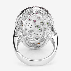 5.01 Carat Genuine Multi Stones .925 Sterling Silver Ring