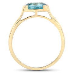 2.00 Carat Genuine Blue Zircon .925 Sterling Silver Ring