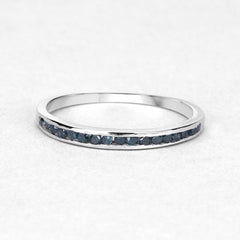 0.20 Carat Genuine Blue Diamond .925 Sterling Silver Ring