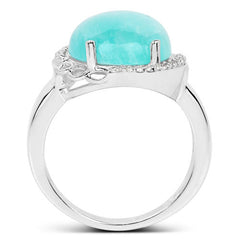 7.86 Carat Genuine Amazonite And White Topaz .925 Sterling Silver Ring