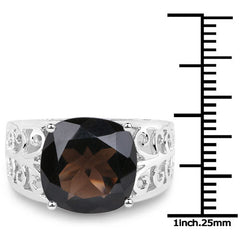 7.09 Carat Genuine Smoky Quartz .925 Sterling Silver Ring