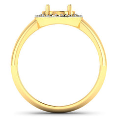 0.22 Carat Genuine White Diamond 14K Yellow Gold Semi Mount Ring - holds 9x7mm Oval Gemstone