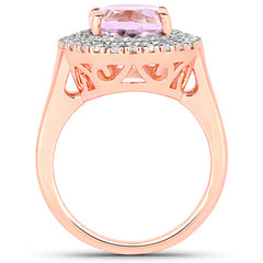 5.48 Carat Genuine Kunzite and White Topaz .925 Sterling Silver Ring