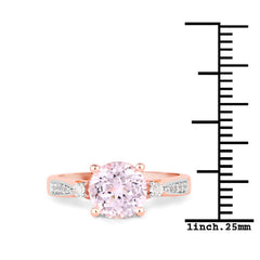 2.73 Carat Genuine Kunzite and White Topaz .925 Sterling Silver Ring