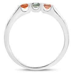 0.68 Carat Genuine Multi Sapphire .925 Sterling Silver Ring