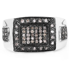 0.52 Carat Genuine Champagne Diamond .925 Sterling Silver Ring