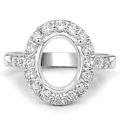 0.60 Carat Genuine White Diamond 14K White Gold Semi Mount Ring - holds 10x8mm Oval Gemstone
