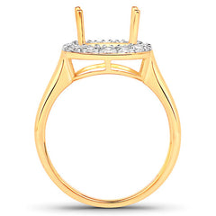 0.51 Carat Genuine White Diamond 14K Yellow Gold Semi Mount Ring - holds 10x8mm Cushion Gemstone