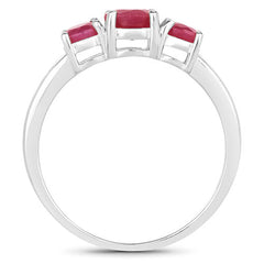 1.15 Carat Genuine Ruby 14K White Gold Ring