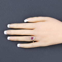 1.31 Carat Genuine Ruby and White Diamond 14K Yellow Gold Ring