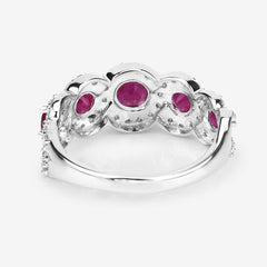 1.99 Carat Genuine Ruby and White Diamond 14K White Gold Ring
