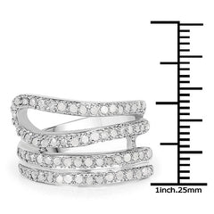 0.83 Carat Genuine White Diamond .925 Sterling Silver Ring