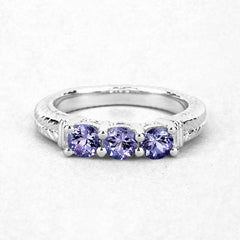 1.11 Carat Genuine Tanzanite .925 Sterling Silver Ring