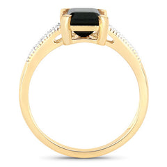 1.91 Carat Genuine Green Tourmaline and White Diamond 14K Yellow Gold Ring