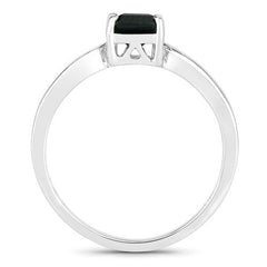 1.19 Carat Genuine Green Tourmaline and White Diamond 14K White Gold Ring