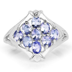 1.53 Carat Genuine Tanzanite .925 Sterling Silver Ring