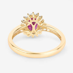 1.01 Carat Genuine Ruby and White Diamond 10K Yellow Gold Ring
