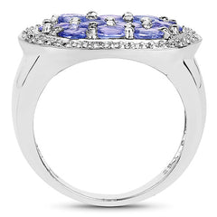 1.70 Carat Genuine Tanzanite .925 Sterling Silver Ring