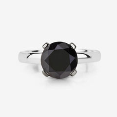 3.00 Carat Genuine Black Diamond 14K White Gold Ring