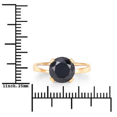 3.00 Carat Genuine Black Diamond 14K Yellow Gold Ring