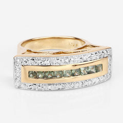 1.08 Carat Genuine Green Sapphire .925 Sterling Silver Ring