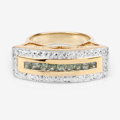 1.08 Carat Genuine Green Sapphire .925 Sterling Silver Ring