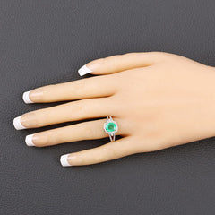 1.65 Carat Genuine Ethiopian Emerald and White Diamond 14K Yellow Gold Ring