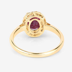 1.59 Carat Genuine Ruby and White Diamond 10K Yellow Gold Ring
