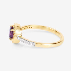 0.92 Carat Genuine Ruby and White Diamond 14K Yellow Gold Ring