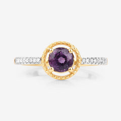 0.92 Carat Genuine Ruby and White Diamond 14K Yellow Gold Ring