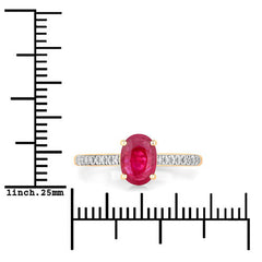 1.43 Carat Genuine Ruby and White Diamond 14K Yellow Gold Ring