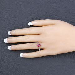 1.43 Carat Genuine Ruby and White Diamond 14K Yellow Gold Ring