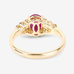 1.52 Carat Genuine Ruby and White Diamond 14K Yellow Gold Ring