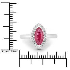 1.57 Carat Genuine Ruby and White Diamond 14K White Gold Ring