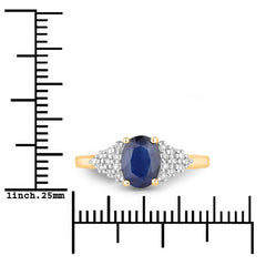 1.73 Carat Genuine Blue Sapphire and White Diamond 14K Yellow Gold Ring