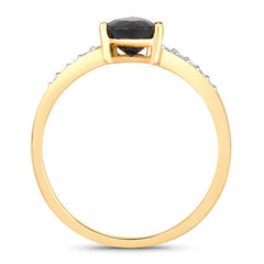 0.89 Carat Genuine Blue Sapphire and White Diamond 14K Yellow Gold Ring