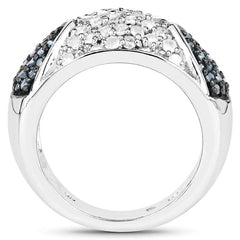 0.94 Carat Genuine Blue Diamond and White Diamond .925 Sterling Silver Ring