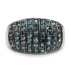 0.83 Carat Genuine Blue Diamond and White Diamond .925 Sterling Silver Ring