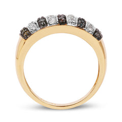 14K Yellow Gold Plated 0.84 Carat Genuine Multi Diamond .925 Sterling Silver Ring