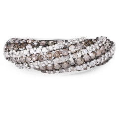 1.25 Carat Genuine Champagne Diamond & White Diamond .925 Sterling Silver Ring