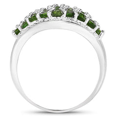 2.41 Carat Genuine Chrome Diopside and White Topaz .925 Sterling Silver Ring