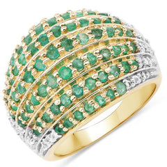 2.16 Carat Genuine Emerald and White Topaz .925 Sterling Silver Ring