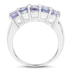 2.55 Carat Genuine Tanzanite .925 Sterling Silver Ring