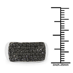 1.21 Carat Genuine Black Diamond .925 Sterling Silver Ring