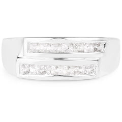 0.70 Carat Genuine White Sapphire .925 Sterling Silver Ring