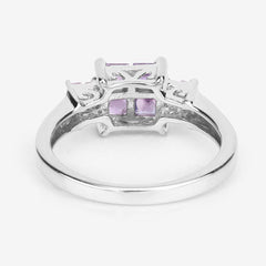 0.96 Carat Genuine Pink Sapphire .925 Sterling Silver Ring