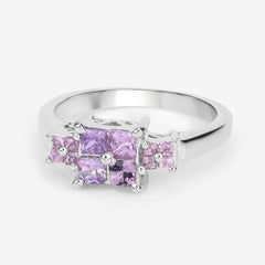0.96 Carat Genuine Pink Sapphire .925 Sterling Silver Ring