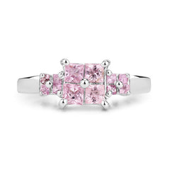 0.96 Carat Genuine Pink Sapphire .925 Sterling Silver Ring
